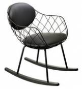 Rocking chair Pina / Cuir - Métal & pieds bois - Magis noir en métal