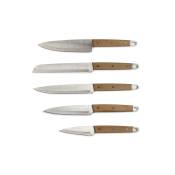 Set de 5 couteaux en bois beige