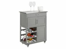 Sobuy fkw45-hg desserte chariot de cuisine de service roulant, meuble armoire de rangement cusine sur roulettes, plateau en acier inox, gris