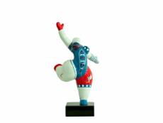 Statue femme jambe levée avec motif bleu et rouge h33 cm - lady pirate 75087539