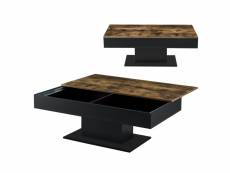 Table basse de salon stylé avec 2 espaces de rangement intérieurs design panneau de particules 40 x 110 x 60 cm effet bois noir [en.casa]