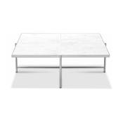 Table basse en marbre blanc et piètements en acier