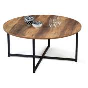 Table basse ronde hawkins 80 cm bois foncé design