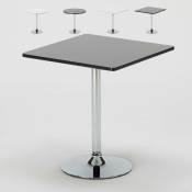 Table de bar cuisine et salon intérieur pied en acier 70x70 Bistrot Couleur de la table: Noir - Forme de la table: Carré