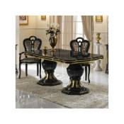 Table de repas ovale avec allonge Noir/Or - adele - Table de repas : l 185/230 x l 105 x h 75 cm