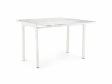Table extensible en largeur 55-110 plateau verre blanc