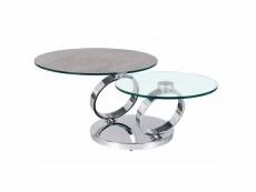 Table olympe à plateaux pivotants en verre et céramique