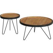 Tables basses gigognes Bao en bois de teck et métal (lot de 2) - Marron