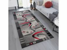 Tapiso dream tapis passage gris rouge 70 x 250 cm 4596A