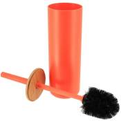 Tendance - brosse wc ps avec couvercle bambou - orange