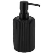 Tendance - distributeur a savon arrondi strie polyresine 230 ml - noir