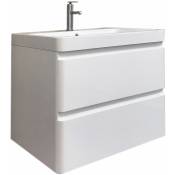 Top Bath - Meuble salle de bain avec vasque/lavabo suspendu bora 60 laqué Blanc brillant avec plan résine