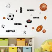 Un lot de Stickers Muraux football basket-ball Autocollants Muraux décoration murale pour Chambre salon cuisine bureau