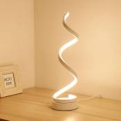 Universal Lampe de table spirale LED moderne Lampe de chevet de bureau incurvée Blanc frais Lumière blanche chaude pour la chambre