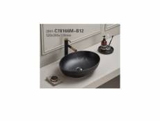 Vasque à poser en céramique noire marbrée - l 52