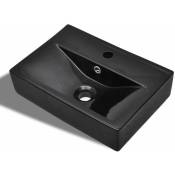 Vasque à trou de trop-plein/robinet pour salle de bain 46,5 x 32 cm céramique noir