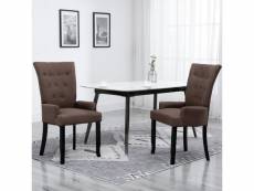Vidaxl chaise de salle à manger avec accoudoirs marron tissu 248462
