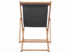 Vidaxl chaise pliable de plage tissu et cadre en bois gris 44001