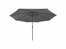 Vidaxl parasol d'extérieur avec led et mât en métal 400 cm anthracite