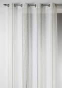 Voilage Design en Etamine à Rayures Verticales - Bambou - 140 x 260 cm