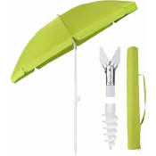 160 cm Parasol Plage Avec Support de Parasol & Housse de Protection Pour Jardin & Piscine Rond upf 50+ Anti Vent, Vert - Sekey