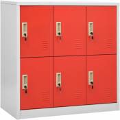 Armoire à casiers Gris clair et rouge 90x45x92,5 cm