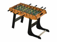 Baby-foot table de babyfoot pliable dim. 98l x 42l x 62h cm 2 balles fournies mdf imitation bois et noir