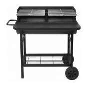 Barbecue à charbon 71 x 35.5cm avec chariot Red Deco