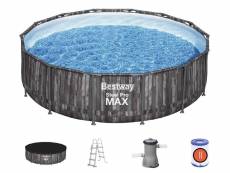 Bestway piscine hors sol ronde steel pro max - decor bois - 427 x 107 cm BES6942138983913