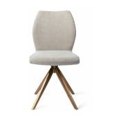 Chaise de salle à manger grise pretty plaster avec pieds rotatifs métal rose Ikata -