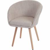 Chaise de salle à manger Malmö T633, fauteuil, design rétro des années 50 ~ tissu, crème/gris