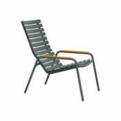 Chaise lounge ReCLIPS / Accoudoirs bambou - Plastique recyclé - Houe vert en plastique