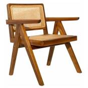 Chaise vintage en bois teck massif et cannage rotin jannie - Naturel