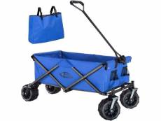 Chariot de jardin pliable 80 kg tout-terrain outils jardinage bleu helloshop26 08_0000346