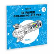 Coloriage 3D à gonfler Rocket / Fusée en papier - OMY Design & Play blanc en plastique