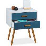Commode rétro style design nordique scandinave 2 tiroirs armoire blanc turquoise HxlxP: 58 x 41 x 48 cm, laqué mat blanc turquoise - Relaxdays