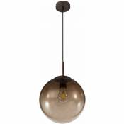 Etc-shop - Suspension suspendue en verre lampe design plafonnier boule marron ambre éclairage de salon