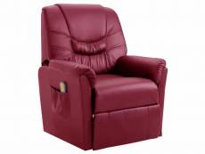Fauteuil électrique de massage confort relaxant massant détente rouge bordeaux similicuir helloshop26 1702057