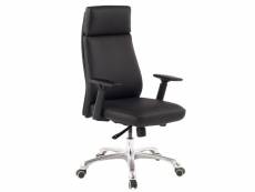 Finebuy chaise de bureau hauteur 107,5 - 117,5 cm cuir véritable noir | fauteuil de direction ergonomique avec appui-tête | chaise tournante design av