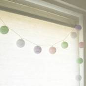 Guirlande lumineuse led multicolore pastel 20 boules chambre bébé veilleuse murale