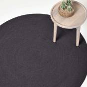 Homescapes - Tapis ovale tissé à plat en coton Noir, 110 x 170 cm - Noir