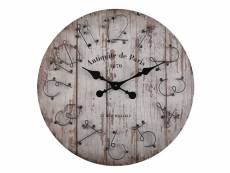 "horloge murale ronde en bois vieilli diam60cm - antiquité"