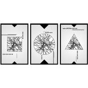 Inside graphique Trio, Set de 3 posters muraux - 90x45cm