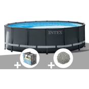 Intex - Kit piscine tubulaire Ultra xtr Frame ronde 4,27 x 1,22 m + Bâche à bulles + 10 kg de zéolite