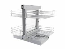 Kukoo – 4 paniers coulissants d’angle, côté droit, en métal pour placard ou cabinet de cuisine entre 90 – 100cm 23440