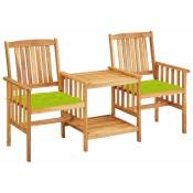 Les Tendances - Chaises de jardin avec table à thé et coussins Acacia solide 25