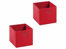 Lot de 2 boites en tissu rouge ela boîte de rangement ouverte avec poignée dim 27 x 27 x 27 cm, pour linge jouets vêtements
