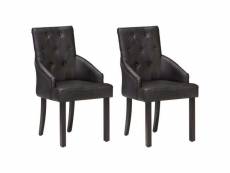 Lot de 2 chaises de salle à manger cuisine design vintage cuir noir de chèvre véritable cds020802
