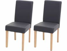 Lot de 2 chaises de salle à manger synthétique gris mat pieds clairs cds04458