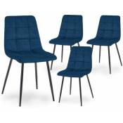 Lot de 4 chaises en tissu bleu capitonné JEREMI -
